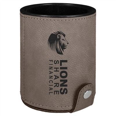 Gray Leatherette Dice Cup with 5 Dice