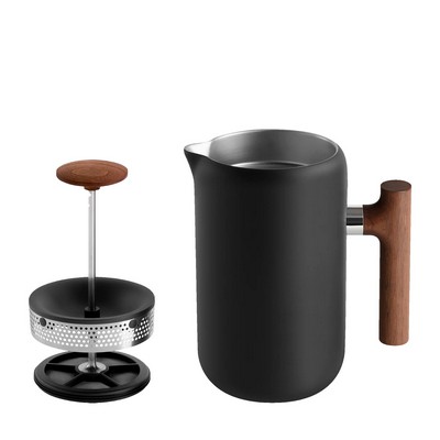 Matte Black/Walnut Handle Clara French Press