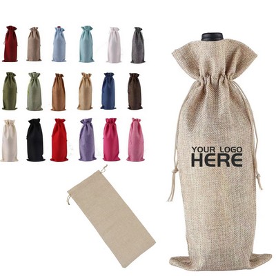 Jute Wine Bag With Drawstring