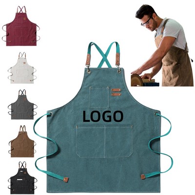 Denim Apron With Thick Canvas