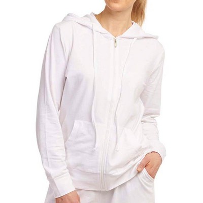 Women's Jersey Zip-Up Hoodie Jackets - Small, White (Case of 24)