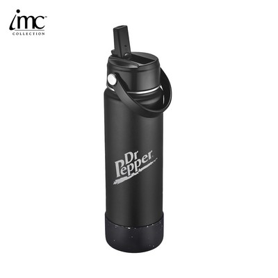 27 oz Stainless Steel Double-Walled Sport Bottle w/ Screw-Top, Flip Spout, Straw Laser