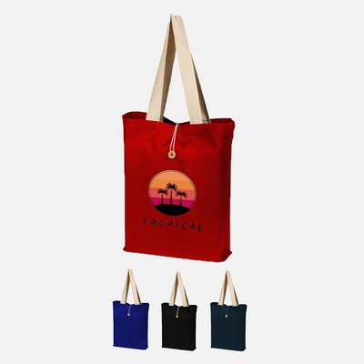 Full Color Heavy Canvas Tote with Wooden Button