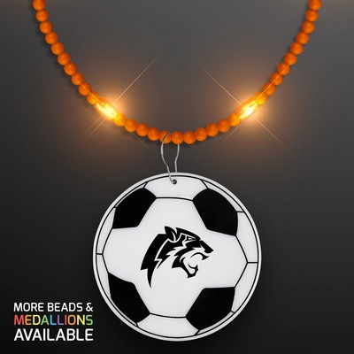 Still-Light Orange Beads with Soccer Ball Medallion - Domestic Print