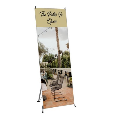 24" X 63" X-Stand With Double White Popup Banner