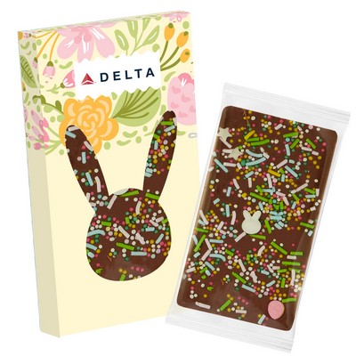 1 Oz. Chocolate Bar with Bunny Window w/ Spring Sprinkles