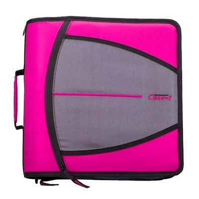 Case-It Mighty Zip Tab Binder - Magenta, 3 (Case of 6)