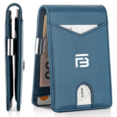 Genuine Leather Blocking Bifold Wallet With Money Clip RFID