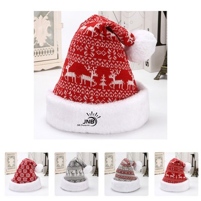 Plush Santa Hat Unisex Christmas Party Hats for Adults Xmas