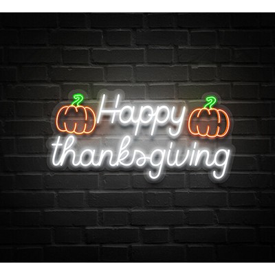 Happy Thanksgiving Pumpkin LED Neon Sign