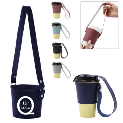 Leather Beverage Cup Holder Carrier