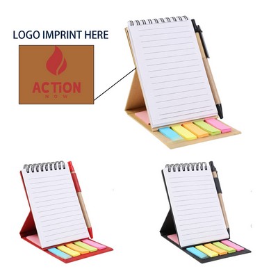 Foldable Spiral Sticky Notes Notebook&Pen