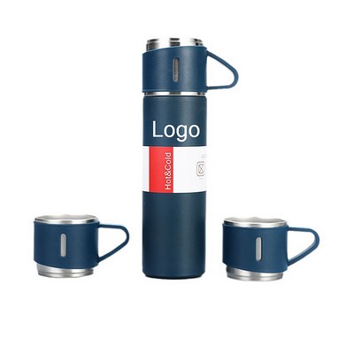 Insulated Thermos with 3 Cups Set