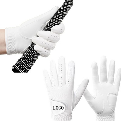 Premium Leather White Golf Gloves