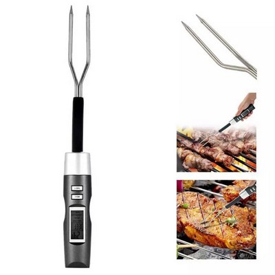 Stainless Steel BBQ Fork with Integrated Thermometer