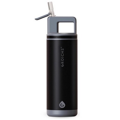 GROSCHE ALPINE Flip n' Sip 20 oz Stainless Steel vacuum insulated flask - Graphite Black