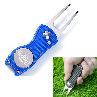 Golf Divot Repair Tool Foldable Turf Fork