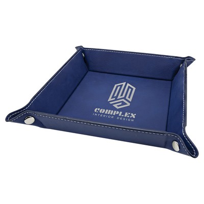 6" x 6" Snap Up Tray, Blue/Silver Laserable Leatherette