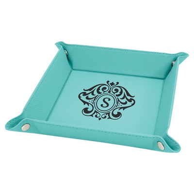 6" x 6" Snap Up Tray, Teal Laserable Leatherette