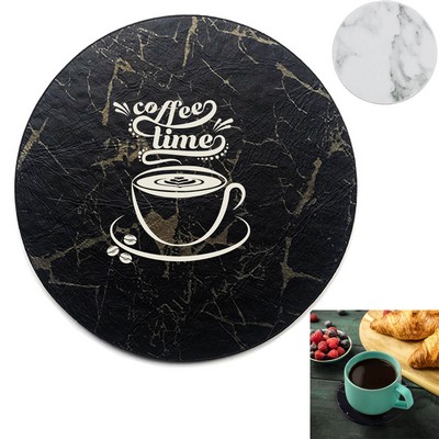 Marble Leather Round Coaster (Single)