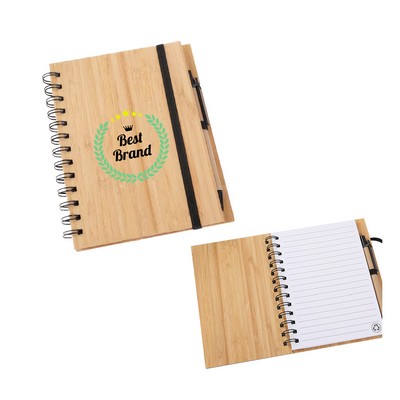 A5 Bamboo Wood Diary & Pen Set