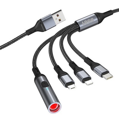 4 in 1 Car Charge Cable with Multiple Connectors Aluminum Alloy Design