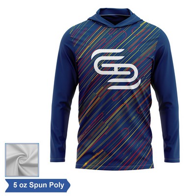 Sublimation Spun Polyester (Cotton Touch) Long Sleeve Hooded T-Shirt - Men Women Kids