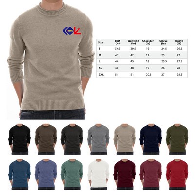 Men's Crewneck Sweater Soft Casual Sweaters for Men Classic Pullover Sweaters with Ribbing Edge