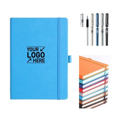 PU Leather Business Notebook with Pen 5.6 x 8.2 Inch