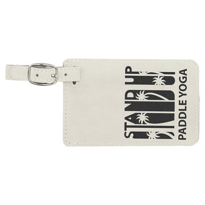 4.25" x 2.75" White/Black Leatherette Luggage Tag