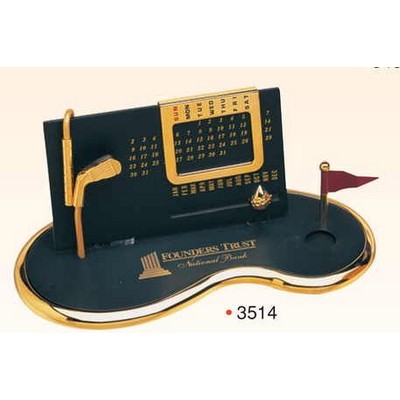 Gold Plated Perpetual Desk Calendar w/ Base (Screened) - ON SALE - LIMITED STOCK