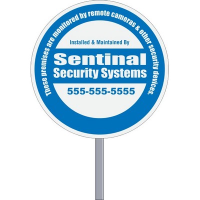 9" Circle Security White Reflective Yard Sign