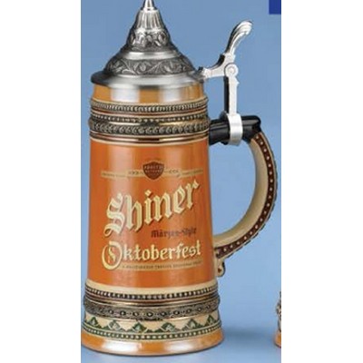 Stoneware Relief Stein Mug w/Conical Lid