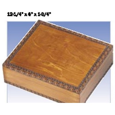 Large Traditional Wood Box w/Carved Border (10 1/2"x8 3/4"x3 1/4")