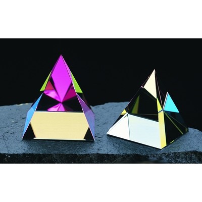 Optical Crystal Pyramid Award w/Rainbow Coating (4½"x4")