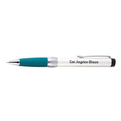 Satin Silver Ballpoint Pen w/Teal Green Grip