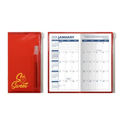 Translucent Monthly Zip Back Planner & Clear Pen & Zip Lock Pocket (1 Color Insert)