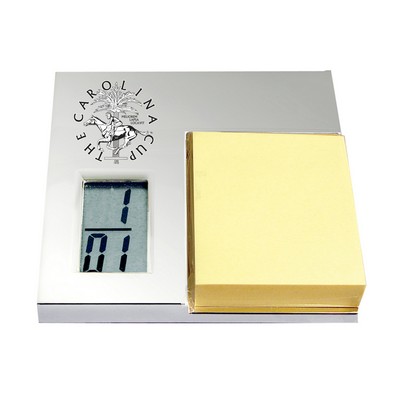 Memo Pad Holder w/Digital Clock