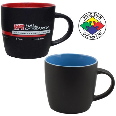 12 Oz. Black/Powder Blue Euro Cafe Mug - Dishwasher Resistant - Precision Spot Color