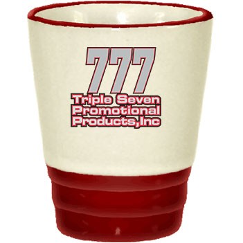 1.5 Oz. Heartland Ceramic Shot Glass (White w/Bama Burgundy Trim)