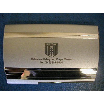 Metal Business Card Case w/Stripes (24 Card Capacity)