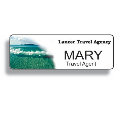 PVC White Frameless Badge (1"x 3")