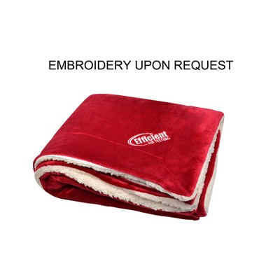 Faux Cozy Mink Sherpa Blanket-EMB