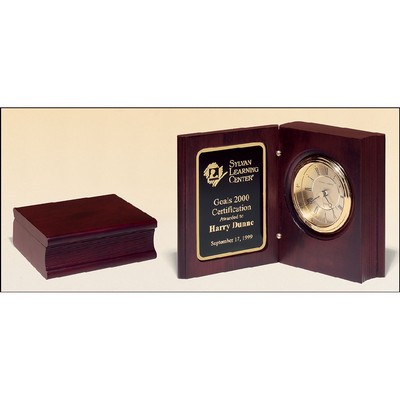 Hand Rubbed Rich Mahogany Finish Book Clock (5 3/8"x4.25")