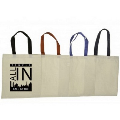 Economical Cotton Natural Body Tote Bag w/Color Handles (15"x16")