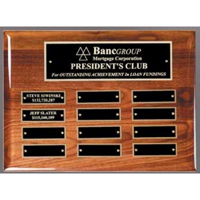 9" x 12" Walnut Perpetual Plaque w/12 Name Plates