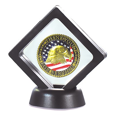 FlexiFrame Coin Display Square w/ Round Base (3.50" Square w/ 2.75" Membrane)