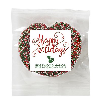 Milk Chocolate Covered Pretzel - Holiday Nonpareil Sprinkles