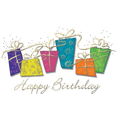 Happy Birthday Card w/Wrapped Gifts