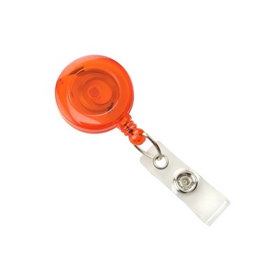 Round Translucent Plastic Badge Reel (Orange)